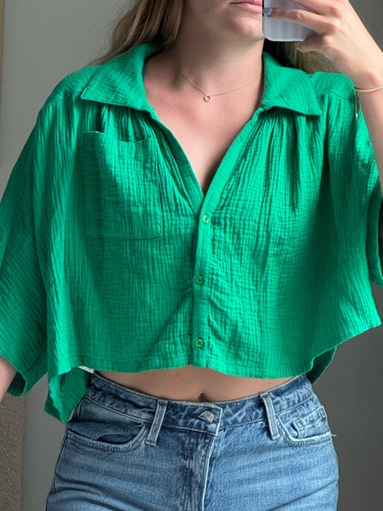 Day + Moon Tops - Green button up shirt